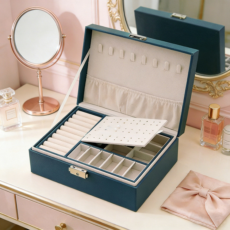 جعبه جواهر دو طبقه قفل دار مدل Lavender